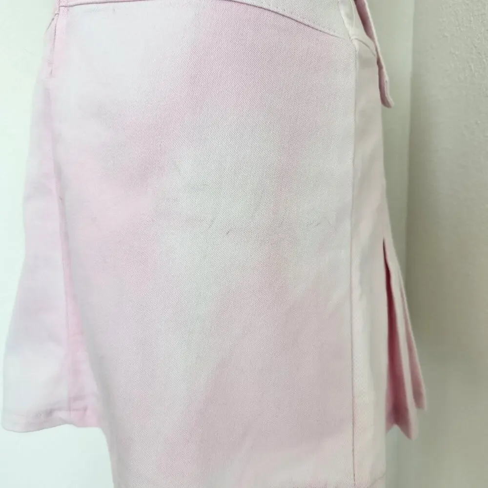 Vintage Y2K Light Pink Tie Dye Pleated Mini Skirt Mid Rise UK Made in England S